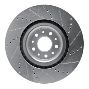 Fiat 500L Brake Rotor (1) - Front Left - R1 Concepts - Drilled & Slotted - Silver - `14-`19